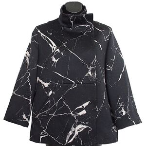 Akris Black and White Marble Print Cape